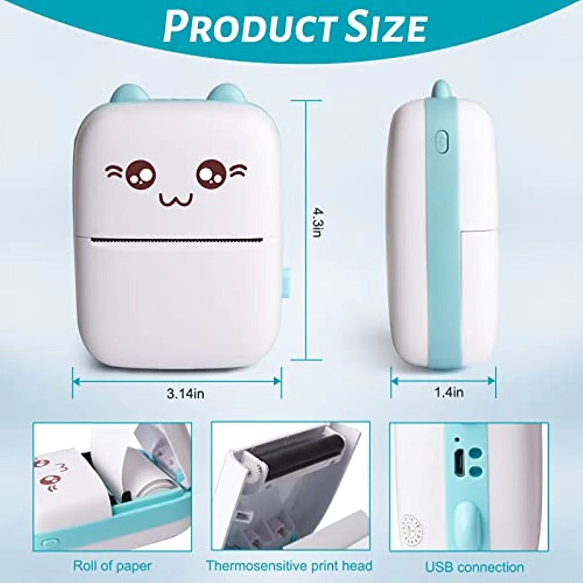 Mini Photo Pocket Printer Portable Ink-Free Thermal 57Mm Sticker Trans Paper Wireless BT 200Dpi Android IOS Printing Machine