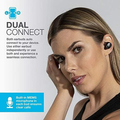 Go Air True Wireless Bluetooth Earbuds + Charging Case | Black | Dual Connect | IP44 Sweat Resistance | Bluetooth 5.0 Connection | 3 EQ Sound Settings:  Signature, Balanced, Bass Boost