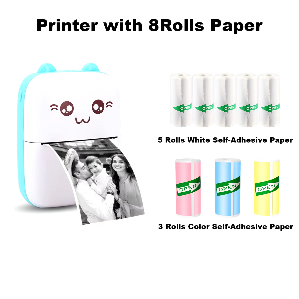 Mini Photo Pocket Printer Portable Ink-Free Thermal 57Mm Sticker Trans Paper Wireless BT 200Dpi Android IOS Printing Machine