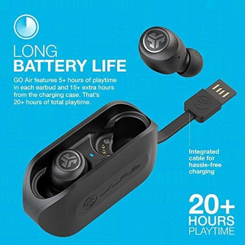 Go Air True Wireless Bluetooth Earbuds + Charging Case | Black | Dual Connect | IP44 Sweat Resistance | Bluetooth 5.0 Connection | 3 EQ Sound Settings:  Signature, Balanced, Bass Boost