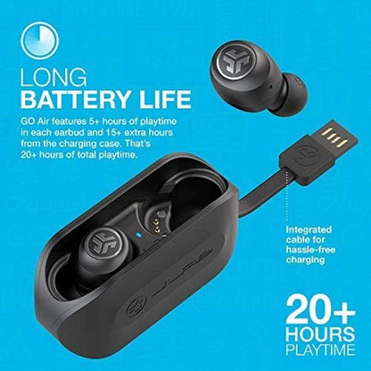 Go Air True Wireless Bluetooth Earbuds + Charging Case | Black | Dual Connect | IP44 Sweat Resistance | Bluetooth 5.0 Connection | 3 EQ Sound Settings:  Signature, Balanced, Bass Boost