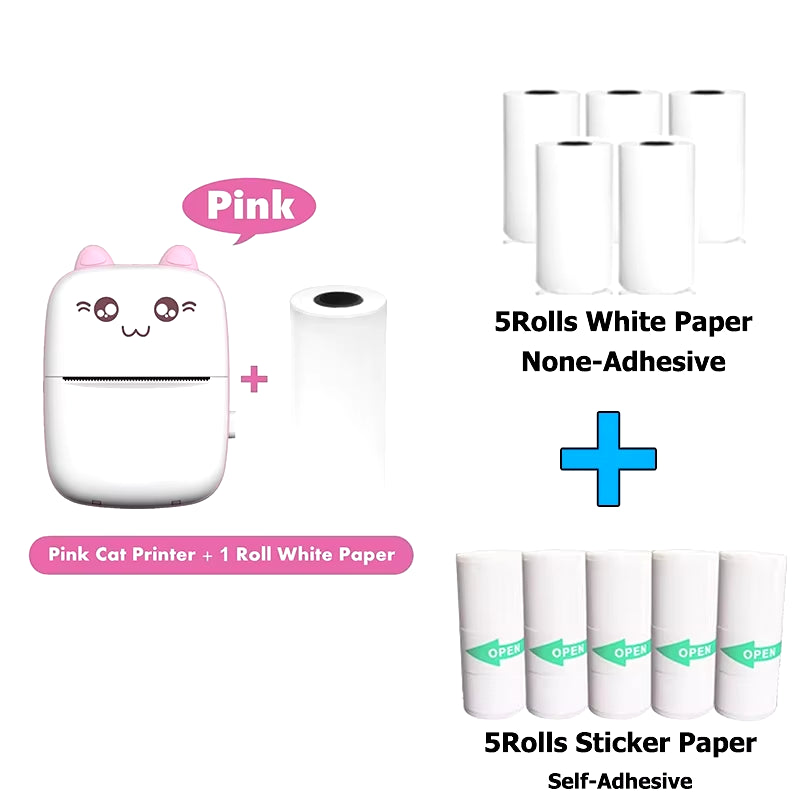 Mini Photo Pocket Printer Portable Ink-Free Thermal 57Mm Sticker Trans Paper Wireless BT 200Dpi Android IOS Printing Machine